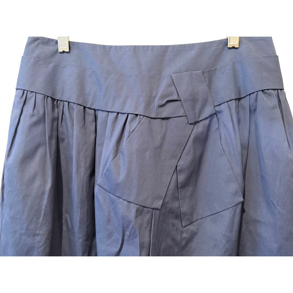 Barneys New York Blue Cotton Origami Pleated Skirt Size 8 Made in Italy Office - Picture 5 of 10